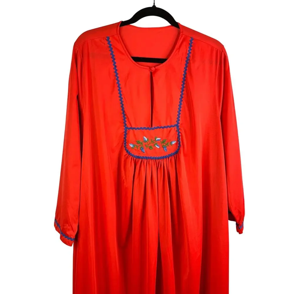 VTG Lane Bryant Nylon Nightie Nightgown Gown House Dress red Women’s Size 2X - Picture 3 of 9